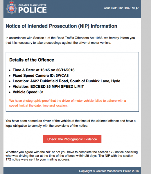 Scam email from Manchester Police