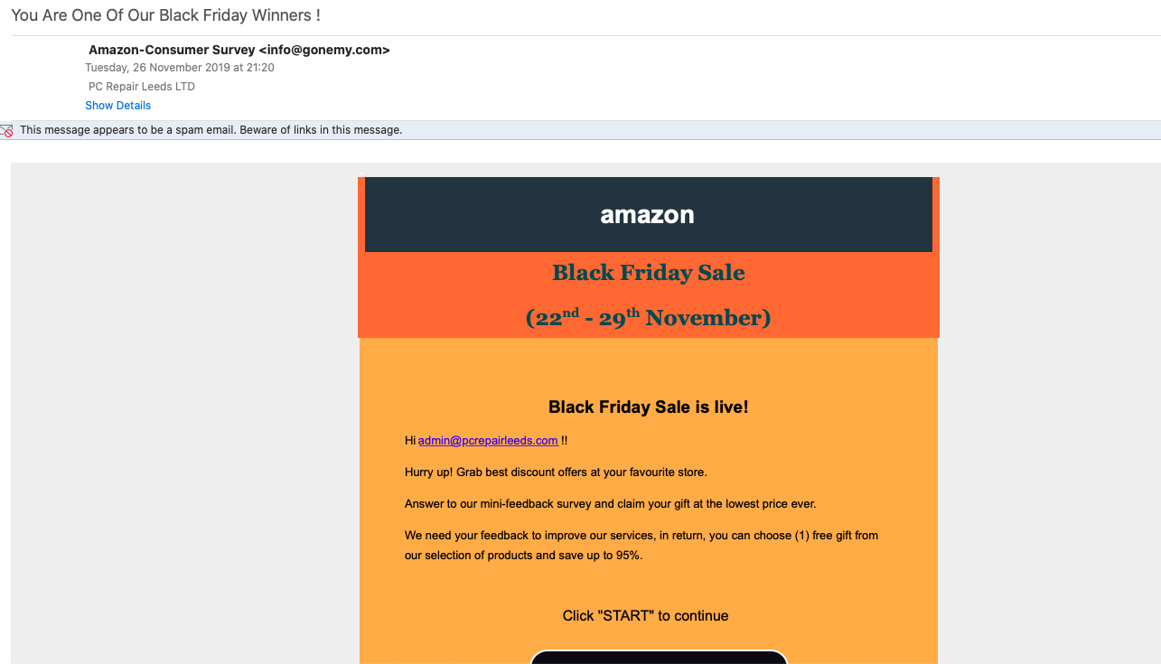 Fake Amazon email